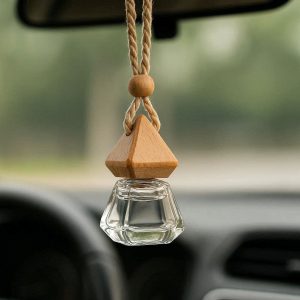 Hanging Glass Car Perfume Bottle Refillable Essential Oil Diffuser for Rear View Mirror Ornaments and Vehicle Fragrance Decor