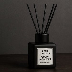 25 Modern Black Reed Diffuser for Men with Woody Sandalwood Scent Masculine Home Fragrance for Office Study and Bedroom Decor