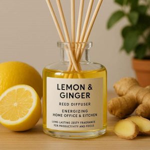 29 Lemon and Ginger Reed Diffuser for Energizing Home Office and Kitchen Scent Long Lasting Zesty Fragrance for Productivity and Focus