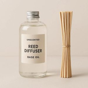 Unscented Reed Diffuser Base Oil with Replacement Reeds for DIY Custom Home Fragrance and Essential Oil Blending Projects Set